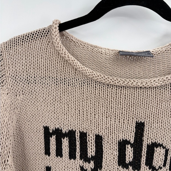 Wooden Ships my dog is cuter than yours crochet boho Knit Sweater small/medium - Picture 5 of 14